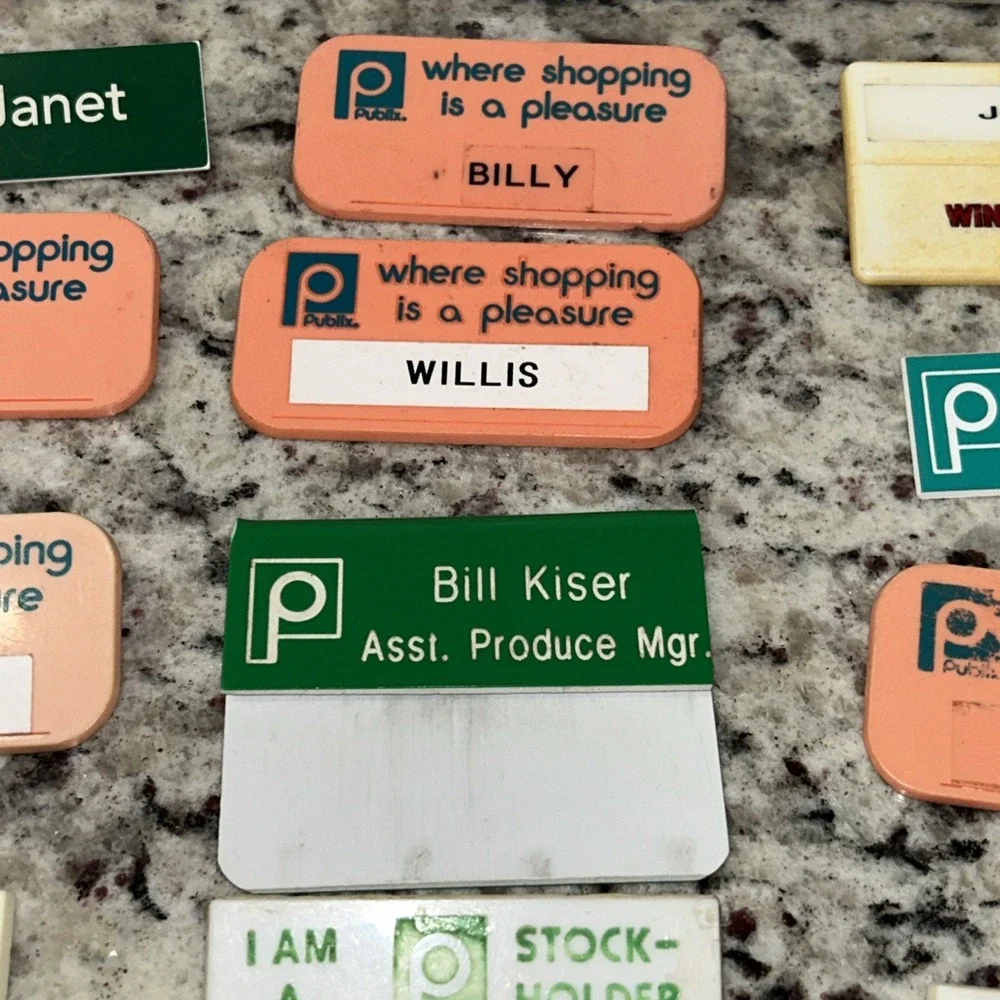 Vintage Publix Name‎ Tag Lot Of 15 70s-2000s Grocery Store Collectible D3